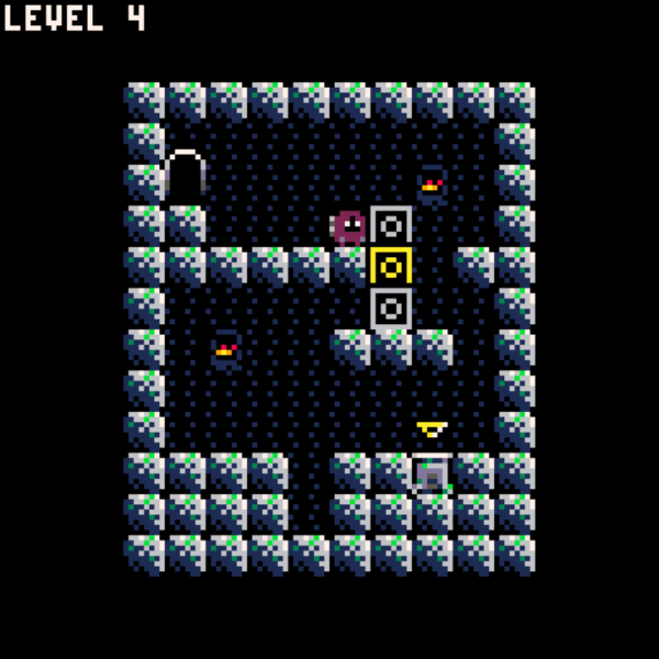 Level 4 of Magicube with player standing next to a stack of three blocks on a platform.