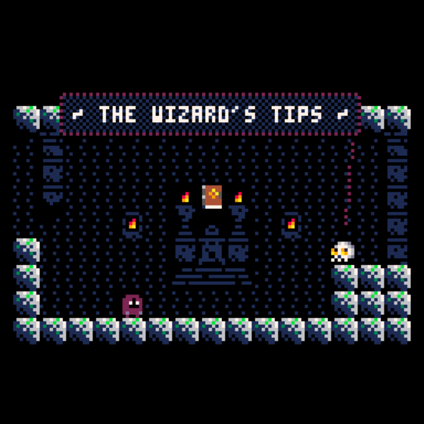 Opening scenes of Magicube with the tutorial skull giving the magicube scroll to the player and saying, 'The Wizard's Tips'