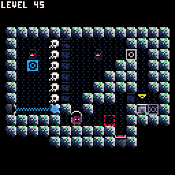 Level 45 of Magicube where player has to deal with a red switch and blue lasers.