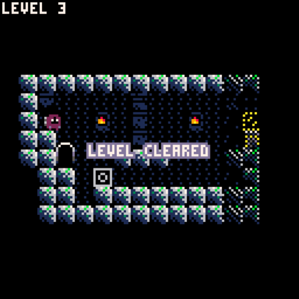 'Level Cleared' message across the screen of Magicube while the screen wipes out